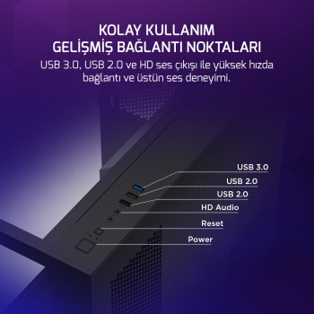 GAMEPOWER WARCRY TOPGLASS 4X ARGB FAN GAMING KASA